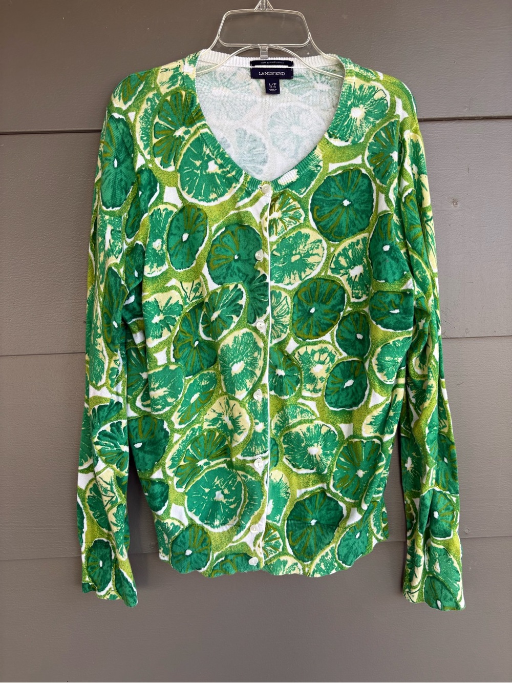 Land’s End Lime Slice Cotton Cardigan